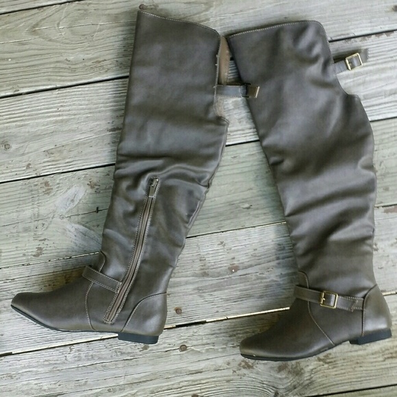 Shoes - NWOT Over the knee Grey Boots